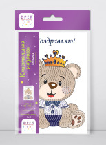 Кристальная ( алмазная) мозаика  " ФРЕЯ" ALVO- 605 открытка " Милый медвежонок" 10. 5 х 14. 8 см — фото 2