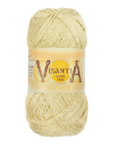 Пряжа VISANTIA " LUXE new" 85% вискоза, 15% люрекс 5 * 100 г 240 м №02 БЕЛЫЙ с золотистым. Цена за упаковку 5 шт — фото 1