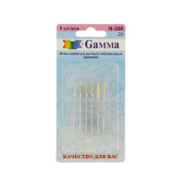 Иглы для шитья ручные " Gamma" N- 306 гобеленовые №20 6 шт. в блистере острие закругл.  — фото 1