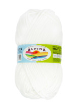 Пряжа ALPINA " MARTA" 100% тактифил 5 * 100 г 120 м №001 БЕЛЫЙ. Цена за упаковку 5 шт — фото 1