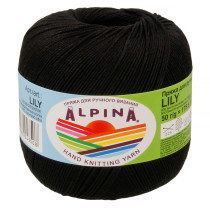 Пряжа ALPINA "LILY" 100% мерсеризованный хлопок 10 * 50г 175 м №002 ЧЕРНЫЙ. Цена за упаковку 10 шт — фото 1