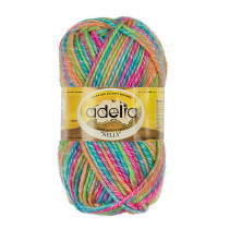 Пряжа ADELIA " NELLY" 70% шерсть, 30% акрил 5 * 100 г 100 м №07 голубой- малиновый- оранжевый- салатовый. Цена за упаковку 5 шт — фото 1