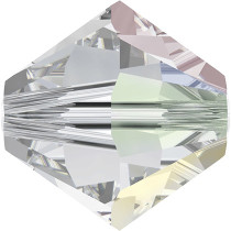 Бусина Чехия Preciosa биконусы 451- 69- 302 Crystal AB 5. 7 х 6 мм перламутр ( crystal AB)  12 штук — фото 1