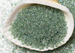 Бисер Япония MIYUKI Seed Beads 15/0 100г 0277 кристалл радужный лаймовая линия внутри — фото 3