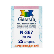 Иглы для шитья ручные " Gamma" N- 367 гобеленовые №24 в конверте 25 шт. острые — фото 1