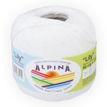 Пряжа ALPINA "LILY" 100% мерсеризованный хлопок 10 * 50г 175 м №001 БЕЛЫЙ. Цена за упаковку 10 шт — фото 2