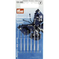 Иглы для шитья ручные " PRYM" 125560 для вышивания №18- 24 в блистере 6 шт. скругленное острие — фото 1