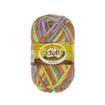 Пряжа ADELIA " EMMA" 80% акрил, 20% шерсть 10 * 50г 50 м №08 оранжевый- зеленый- желтый- сиреневый. Цена за упаковку 10 шт — фото 1