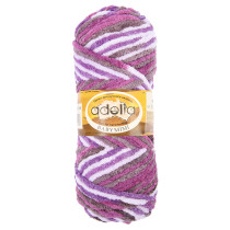 Пряжа ADELIA " BABY MIMI" 100% полиэстер 5 * 100 г 80 м №08 св. серый- т. фиолетовый- серо- фиолетовый- св. сиреневый. Цена за упаковку 5 шт — фото 1