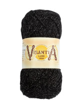 Пряжа VISANTIA " LUXE new" 85% вискоза, 15% люрекс 5 * 100 г 240 м №14 ЧЁРНЫЙ с чёрным. Цена за упаковку 5 шт — фото 1