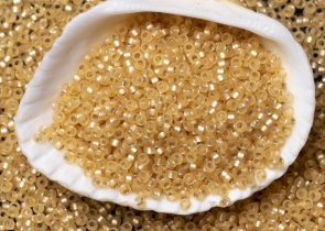 Бисер Япония MIYUKI Seed Beads 15/0 100г 1902 полуматовое золото серебряная линия внутри — фото 3
