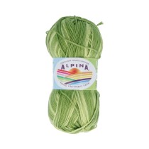 Пряжа ALPINA "KATRIN" 100% мерсеризованный хлопок 10 * 50г 140 м №300 яр.салатовый-св.салатовый. Цена за упаковку 10 шт — фото 1