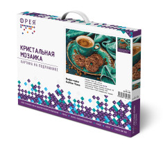 Кристальная ( алмазная) мозаика  " ФРЕЯ" ALPD- 058 на подрамнике " Кофе- тайм" 40 х 30 см — фото 2