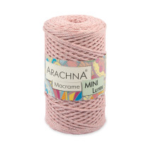 Пряжа ARACHNA " Macrame Mini Lurex" 75% хлопок, 15% полиэстер, 10% люрекс 4 * 250г 200 м №05 св. розовый- серебро. Цена за упаковку 4 шт — фото 1