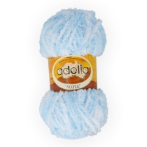 Пряжа ADELIA " SOFIA" 100% полиэстер 10 * 50г 90 м №03 голубой/ белый. Цена за упаковку 10 шт — фото 1