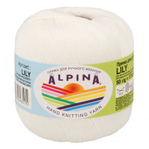 Пряжа ALPINA "LILY" 100% мерсеризованный хлопок 10 * 50г 175 м №001 БЕЛЫЙ. Цена за упаковку 10 шт — фото 1