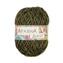 Пряжа ARACHNA "Jute" 100% джут 5 * 100 г ± 10 г 90 м № 019 т.зелёный. Цена за упаковку 5 шт — фото 1