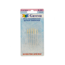 Иглы для шитья ручные " Gamma" N- 381 синельные №18- 22 в блистере 6 шт.  — фото 1