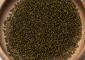 Бисер Япония MIYUKI Seed Beads 15/0 5г 1421 окрашенный золотая оливка серебряная линия внутри — фото 5