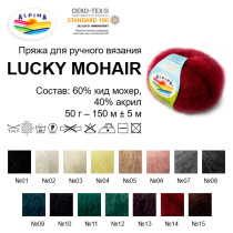 Пряжа ALPINA " LUCKY MOHAIR" 60% кид мохер, 40% акрил 10 * 50г 150 м №07 св. серый. Цена за упаковку 10 шт — фото 3