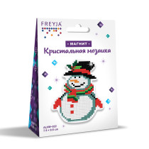 Кристальная ( алмазная) мозаика  " ФРЕЯ" ALVM- 022 магнит " Снеговичок" 7, 5 х 9, 5 см — фото 2