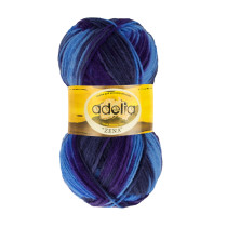 Пряжа ADELIA "ZENA" 100% акрил 5 * 100 г 308 м №84 голубой,т.синий,т.сирень. Цена за упаковку 5 шт. — фото 1