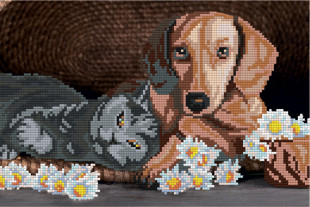 Кристальная ( алмазная) мозаика  " ФРЕЯ" ALVR- 113 " Собака и кот" 30 х 20 см — фото 1