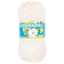 Пряжа ПНК Кирова " Ромашка" 100% мерсеризованный хлопок 75 г 320 м №0102 молочный. Цена за упаковку 4 шт — фото 1
