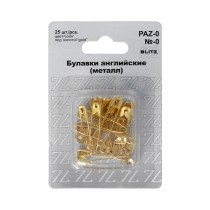 Булавки английские " BLITZ" PAZ- 0 №0 под золото железо в блистере 25 шт 28 мм .  — фото 1