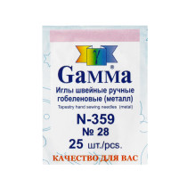 Иглы для шитья ручные " Gamma" N- 359 гобеленовые №28 25 шт. в конверте острие закругл.  — фото 1