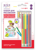 " ФРЕЯ" RPSK- 0034 " Задорный снеговик" Скетч для раскраш. цветными карандашами 20. 5 х 14. 5 см 1 л. .  — фото 1