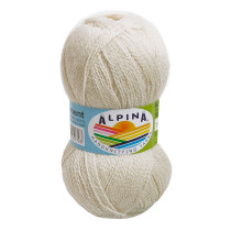 Пряжа ALPINA " KLEMENT" 80% альпака, 20% мериносовая шерсть 4 * 50г 300 м №01БЕЛЫЙ ( натуральный) . Цена за упаковку 4 шт — фото 1