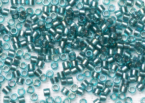 Бисер Япония MIYUKI Delica цилиндр 11/0 50 г DB-1769 игристый aqua green teal радужный с цветной линией — фото 2