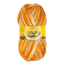 Пряжа ADELIA "ZENA" 100% акрил 5 * 100 г 308 м №21 оранжевый-желтый-белый. Цена за упаковку 5 шт. — фото 1