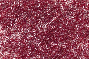 Бисер Япония MIYUKI Delica цилиндр 11/0 50 г DB-0924 игристый cranberry с цветной линией кристалл — фото 1