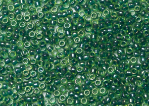 Бисер Япония MIYUKI Seed Beads 15/0 100г 0332 тёмно-зелёный радужный синяя линия внутри — фото 2