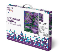 Кристальная ( алмазная) мозаика  " ФРЕЯ" ALPD- 095 на подрамнике " Ваза с сиренью" 30 х 40 см — фото 2