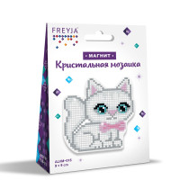 Кристальная ( алмазная) мозаика  " ФРЕЯ" ALVM- 015 магнит " Котенок с бантом" 9 х 9 см — фото 2