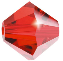 Бусина Чехия Preciosa биконусы 451- 69- 302 цветн. 5. 7 х 6 мм красный ( lt. siam 90070)  12 штук — фото 1