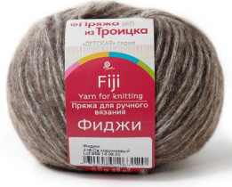 Пряжа из Троицка " Фиджи" 60% хлопок, 20% мериносовая шерсть, 20% акрил 5 * 50г 95 м №416 св. коричневый. Цена за упаковку 5 шт — фото 1
