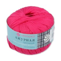 Пряжа Пехорская ПТ " Ажурная" 100% мерсеризованный хлопок 50 г 280 м №439 малиновый. Цена за упаковку 10 шт — фото 1