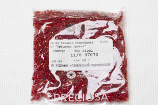 Бисер Чехия рубка 11/0 50г 97070 прозрачный красный с серебряным прокрасом — фото 3