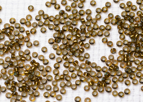 Бисер Япония MIYUKI Seed Beads 15/0 5г 1421 окрашенный золотая оливка серебряная линия внутри — фото 2