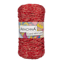 Пряжа ARACHNA " Cord Mini Lurex" 90% полиэфир, 10% люрекс 3 * 75 г ± 10 г 200 м №04 красный- золото. Цена за упаковку 3 шт — фото 1