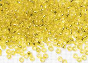 Бисер Япония MIYUKI Seed Beads 15/0 100г 0006 жёлтый серебряная линия внутри — фото 2