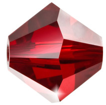Бусина Чехия Preciosa биконусы 451- 69- 302 цветн. 5. 7 х 6 мм т. красный ( siam 90090)  12 штук — фото 1