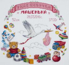 Набор для вышивания "PANNA" D- 1891 ( Д- 1891 ) " Метрика для малыша"  — фото 2