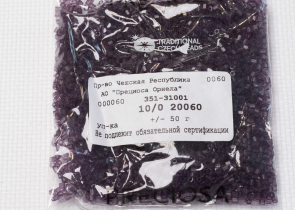 Бисер Чехия рубка 10/0 50г 20060 прозрачный сиреневый — фото 3
