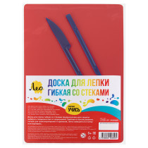 " Лео" Доска для лепки гибкая со стеками LPDS- A4 красный — фото 1