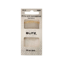 Иглы для шитья ручные " BLITZ" HN- 32 300В2 для рукоделия в блистере 20 шт. никель — фото 1